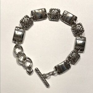 Brighton Silver Vanity Bar Filigree Link Toggle Bracelet EUC